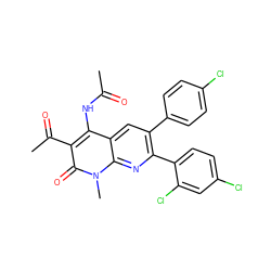 CC(=O)Nc1c(C(C)=O)c(=O)n(C)c2nc(-c3ccc(Cl)cc3Cl)c(-c3ccc(Cl)cc3)cc12 ZINC000028569466