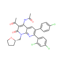 CC(=O)Nc1c(C(C)=O)c(=O)n(C[C@@H]2CCCO2)c2nc(-c3ccc(Cl)cc3Cl)c(-c3ccc(Cl)cc3)cc12 ZINC000028569451