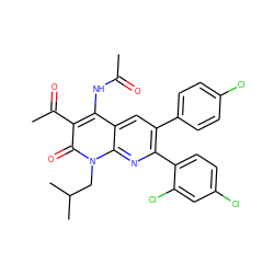 CC(=O)Nc1c(C(C)=O)c(=O)n(CC(C)C)c2nc(-c3ccc(Cl)cc3Cl)c(-c3ccc(Cl)cc3)cc12 ZINC000028568046