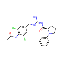 CC(=O)Nc1c(Cl)cc(CN/C(N)=N\C(=O)[C@H]2CCCN2c2ccccc2)cc1Cl ZINC000149665455