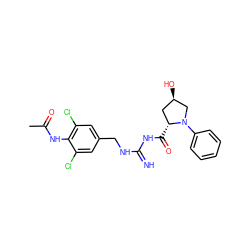 CC(=O)Nc1c(Cl)cc(CNC(=N)NC(=O)[C@@H]2C[C@@H](O)CN2c2ccccc2)cc1Cl ZINC000473155047