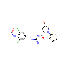 CC(=O)Nc1c(Cl)cc(CNC(=N)NC(=O)[C@@H]2C[C@H](O)CN2c2ccccc2)cc1Cl ZINC000473155048