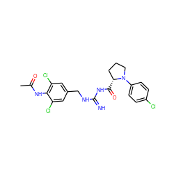 CC(=O)Nc1c(Cl)cc(CNC(=N)NC(=O)[C@@H]2CCCN2c2ccc(Cl)cc2)cc1Cl ZINC000473158360