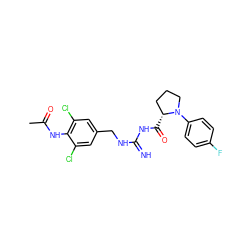 CC(=O)Nc1c(Cl)cc(CNC(=N)NC(=O)[C@@H]2CCCN2c2ccc(F)cc2)cc1Cl ZINC000473158157