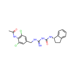 CC(=O)Nc1c(Cl)cc(CNC(=N)NC(=O)N[C@H]2CCc3ccccc32)cc1Cl ZINC000473155290