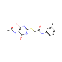 CC(=O)Nc1c(O)nc(SCC(=O)Nc2cccc(C)c2)[nH]c1=O ZINC000018093759