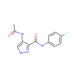 CC(=O)Nc1c[nH]nc1C(=O)Nc1ccc(F)cc1 ZINC000016052878