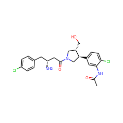 CC(=O)Nc1cc([C@H]2CN(C(=O)C[C@H](N)Cc3ccc(Cl)cc3)C[C@@H]2CO)ccc1Cl ZINC000299835096