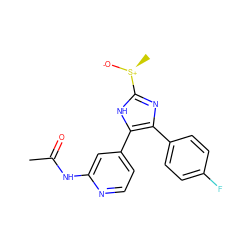 CC(=O)Nc1cc(-c2[nH]c([S@+](C)[O-])nc2-c2ccc(F)cc2)ccn1 ZINC000071317187