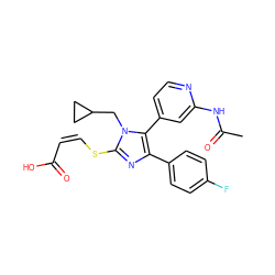 CC(=O)Nc1cc(-c2c(-c3ccc(F)cc3)nc(S/C=C\C(=O)O)n2CC2CC2)ccn1 ZINC000299866863