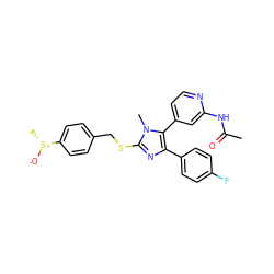 CC(=O)Nc1cc(-c2c(-c3ccc(F)cc3)nc(SCc3ccc([S@@+](C)[O-])cc3)n2C)ccn1 ZINC000013586238