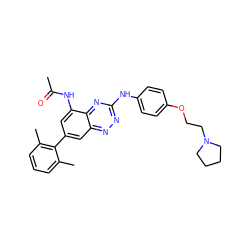 CC(=O)Nc1cc(-c2c(C)cccc2C)cc2nnc(Nc3ccc(OCCN4CCCC4)cc3)nc12 ZINC000028702888