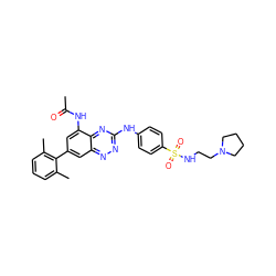 CC(=O)Nc1cc(-c2c(C)cccc2C)cc2nnc(Nc3ccc(S(=O)(=O)NCCN4CCCC4)cc3)nc12 ZINC000096167764