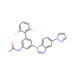 CC(=O)Nc1cc(-c2c(F)cccc2F)cc(-n2cnc3cc(-n4cccn4)ccc32)c1 ZINC000145666778