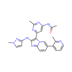 CC(=O)Nc1cc(-c2c(Nc3ccn(C)n3)nc3ccc(-c4cccnc4C)cn23)nc(C)n1 ZINC000095554484