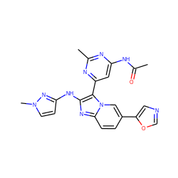 CC(=O)Nc1cc(-c2c(Nc3ccn(C)n3)nc3ccc(-c4cnco4)cn23)nc(C)n1 ZINC000095553321