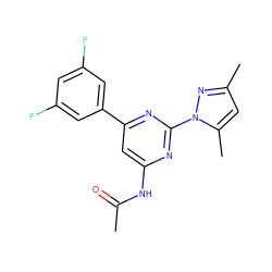 CC(=O)Nc1cc(-c2cc(F)cc(F)c2)nc(-n2nc(C)cc2C)n1 ZINC000040894027