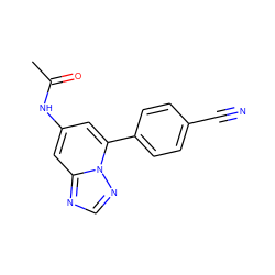 CC(=O)Nc1cc(-c2ccc(C#N)cc2)n2ncnc2c1 ZINC001772588909