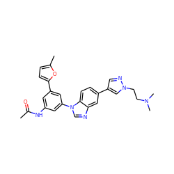 CC(=O)Nc1cc(-c2ccc(C)o2)cc(-n2cnc3cc(-c4cnn(CCN(C)C)c4)ccc32)c1 ZINC001772614892