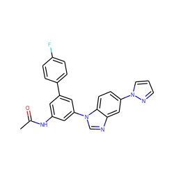 CC(=O)Nc1cc(-c2ccc(F)cc2)cc(-n2cnc3cc(-n4cccn4)ccc32)c1 ZINC001772575007