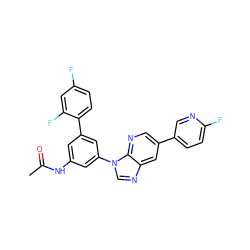 CC(=O)Nc1cc(-c2ccc(F)cc2F)cc(-n2cnc3cc(-c4ccc(F)nc4)cnc32)c1 ZINC001772592456