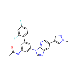 CC(=O)Nc1cc(-c2ccc(F)cc2F)cc(-n2cnc3cc(-c4cnn(C)c4)cnc32)c1 ZINC000145693628