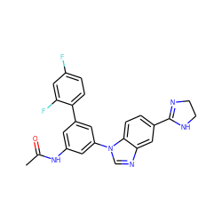 CC(=O)Nc1cc(-c2ccc(F)cc2F)cc(-n2cnc3cc(C4=NCCN4)ccc32)c1 ZINC001772610313