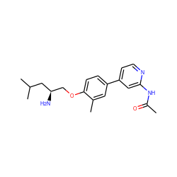 CC(=O)Nc1cc(-c2ccc(OC[C@@H](N)CC(C)C)c(C)c2)ccn1 ZINC001772647267