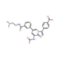 CC(=O)Nc1cc(-c2cccc(C(=O)NCCN(C)C)c2)cn2c(-c3ccc(C(C)=O)cc3)cnc12 ZINC000061906566