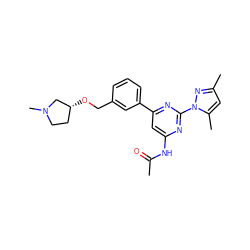 CC(=O)Nc1cc(-c2cccc(CO[C@@H]3CCN(C)C3)c2)nc(-n2nc(C)cc2C)n1 ZINC000040894959