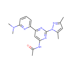 CC(=O)Nc1cc(-c2cccc(N(C)C)n2)nc(-n2nc(C)cc2C)n1 ZINC000040422932