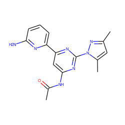 CC(=O)Nc1cc(-c2cccc(N)n2)nc(-n2nc(C)cc2C)n1 ZINC000040422795