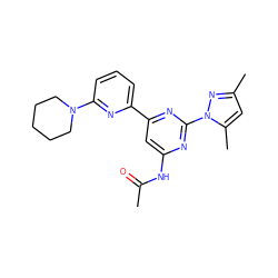 CC(=O)Nc1cc(-c2cccc(N3CCCCC3)n2)nc(-n2nc(C)cc2C)n1 ZINC000040423671