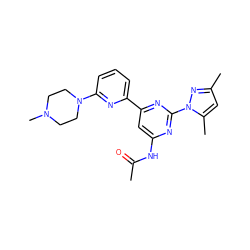 CC(=O)Nc1cc(-c2cccc(N3CCN(C)CC3)n2)nc(-n2nc(C)cc2C)n1 ZINC000040423793