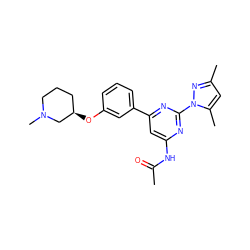 CC(=O)Nc1cc(-c2cccc(O[C@@H]3CCCN(C)C3)c2)nc(-n2nc(C)cc2C)n1 ZINC000040402506