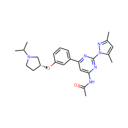 CC(=O)Nc1cc(-c2cccc(O[C@@H]3CCN(C(C)C)C3)c2)nc(-n2nc(C)cc2C)n1 ZINC000040894309