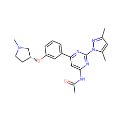 CC(=O)Nc1cc(-c2cccc(O[C@@H]3CCN(C)C3)c2)nc(-n2nc(C)cc2C)n1 ZINC000040395404