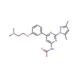 CC(=O)Nc1cc(-c2cccc(OCCN(C)C)c2)nc(-n2nc(C)cc2C)n1 ZINC000040894493