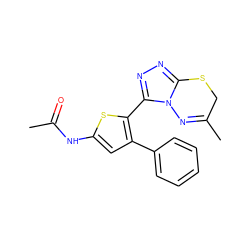 CC(=O)Nc1cc(-c2ccccc2)c(-c2nnc3n2N=C(C)CS3)s1 ZINC000028826983