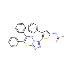 CC(=O)Nc1cc(-c2ccccc2)c(-c2nnc3n2NC(c2ccccc2)=C(c2ccccc2)S3)s1 ZINC000028826985