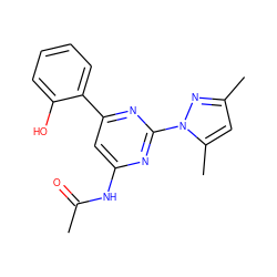 CC(=O)Nc1cc(-c2ccccc2O)nc(-n2nc(C)cc2C)n1 ZINC000040864217