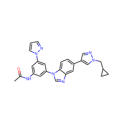 CC(=O)Nc1cc(-n2cccn2)cc(-n2cnc3cc(-c4cnn(CC5CC5)c4)ccc32)c1 ZINC001772607164