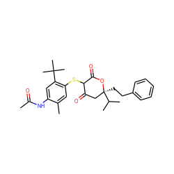 CC(=O)Nc1cc(C(C)(C)C)c(SC2C(=O)C[C@](CCc3ccccc3)(C(C)C)OC2=O)cc1C ZINC000100788993