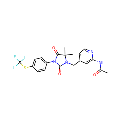 CC(=O)Nc1cc(CN2C(=O)N(c3ccc(SC(F)(F)F)cc3)C(=O)C2(C)C)ccn1 ZINC000071317409