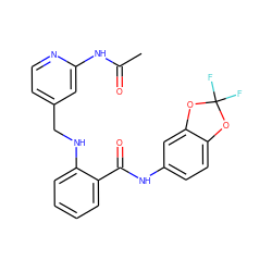 CC(=O)Nc1cc(CNc2ccccc2C(=O)Nc2ccc3c(c2)OC(F)(F)O3)ccn1 ZINC000028951769