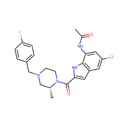 CC(=O)Nc1cc(Cl)cc2cc(C(=O)N3CCN(Cc4ccc(F)cc4)C[C@H]3C)[nH]c12 ZINC000028530666