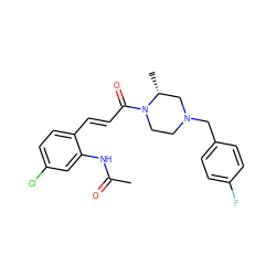 CC(=O)Nc1cc(Cl)ccc1/C=C/C(=O)N1CCN(Cc2ccc(F)cc2)C[C@H]1C ZINC000013985934