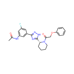 CC(=O)Nc1cc(F)cc(-c2n[nH]c([C@H]3CCCCN3C(=O)COc3ccccc3)n2)c1 ZINC000143964794