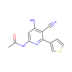 CC(=O)Nc1cc(N)c(C#N)c(-c2ccsc2)n1 ZINC000063298522