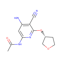 CC(=O)Nc1cc(N)c(C#N)c(O[C@@H]2CCOC2)n1 ZINC000014960153